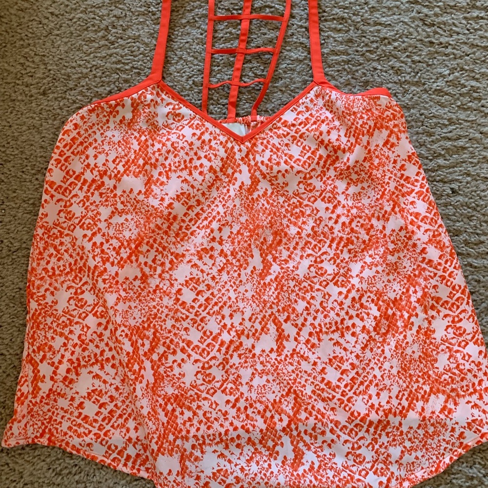 Snakeskin print orange and white top